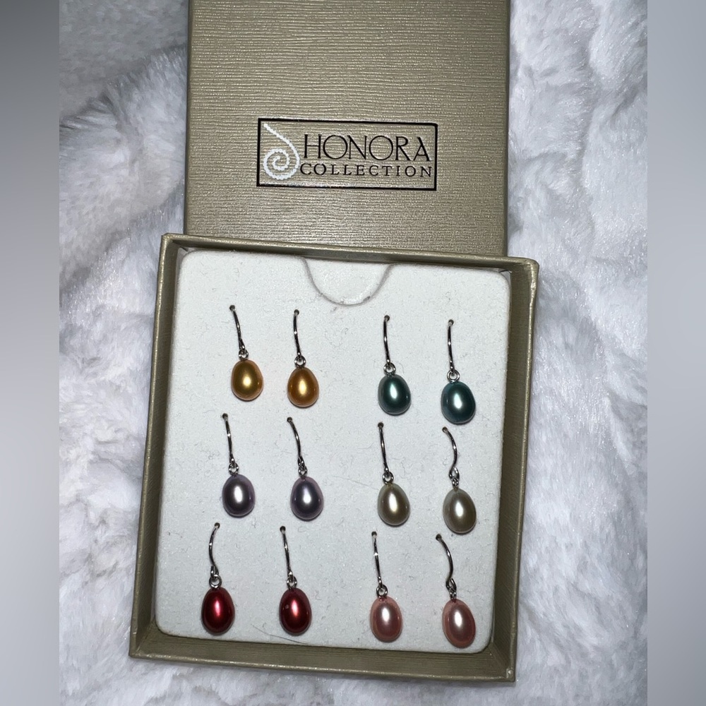 Vintage HonoraMulticolor Freshwater Pearl Earrings Set